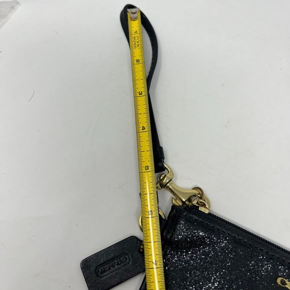 Coach wallet Black Glitter Wristlet coin ID purse gold hardware - Picture 4 of 14